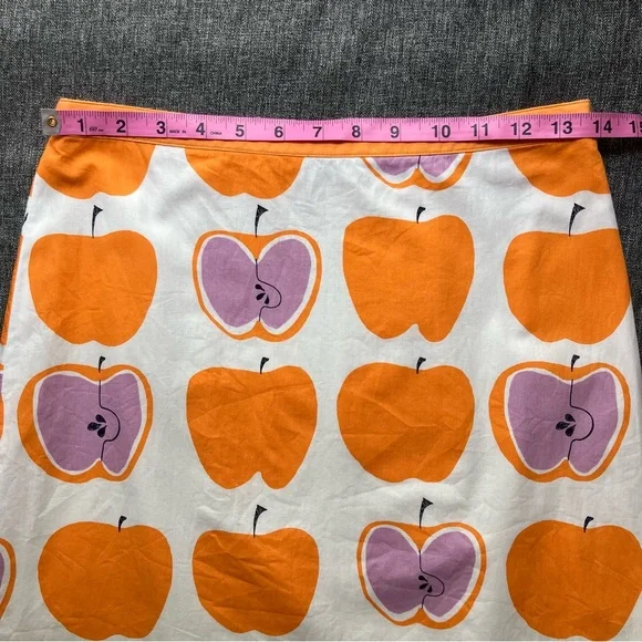 Boden Apple Print Skirt 100% Cotton ALine 4 Petite 4P - Picture 8 of 11